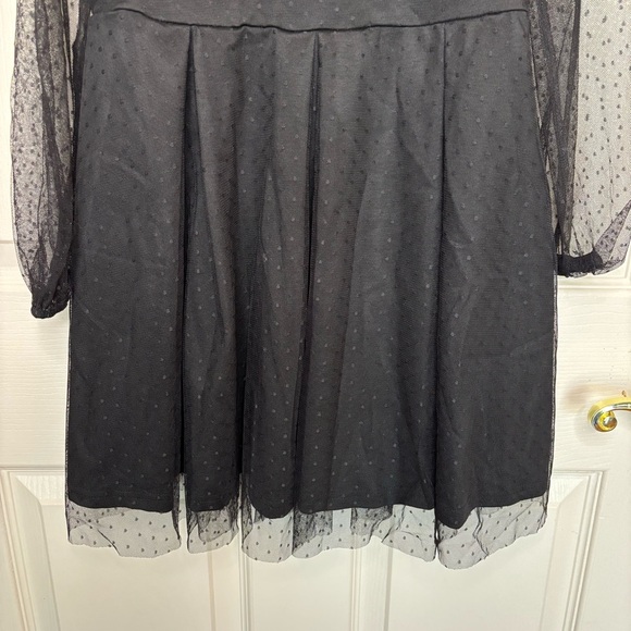Girls Mesh Long Sleeve Mock Neck High Waist A Line Dress Size 10 Black - Picture 2 of 9